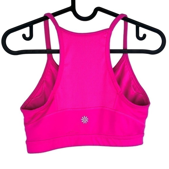 Athleta Chi Athletic Sports Bra Size Small High Neck Women's Workout Hot Pink - Picture 4 of 9